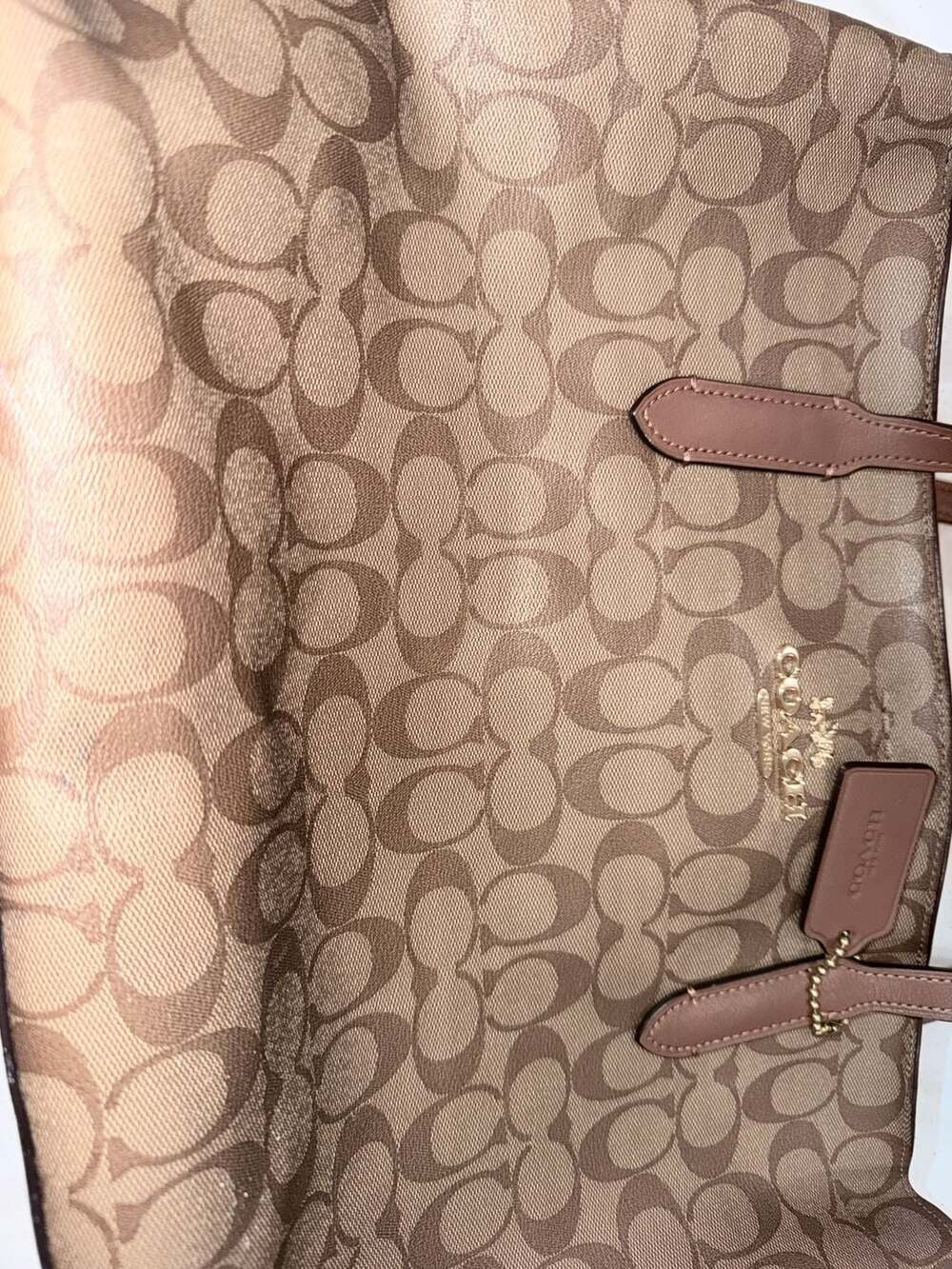 COACH F79987 Signature Avenue Carryall Khaki Brown Coated Canvas Tote Handbag - Picture 4 of 8